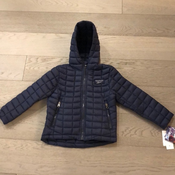 NWT Reebok Navy Boys Puffer Hooded Jacket Size 4 - Picture 1 of 7